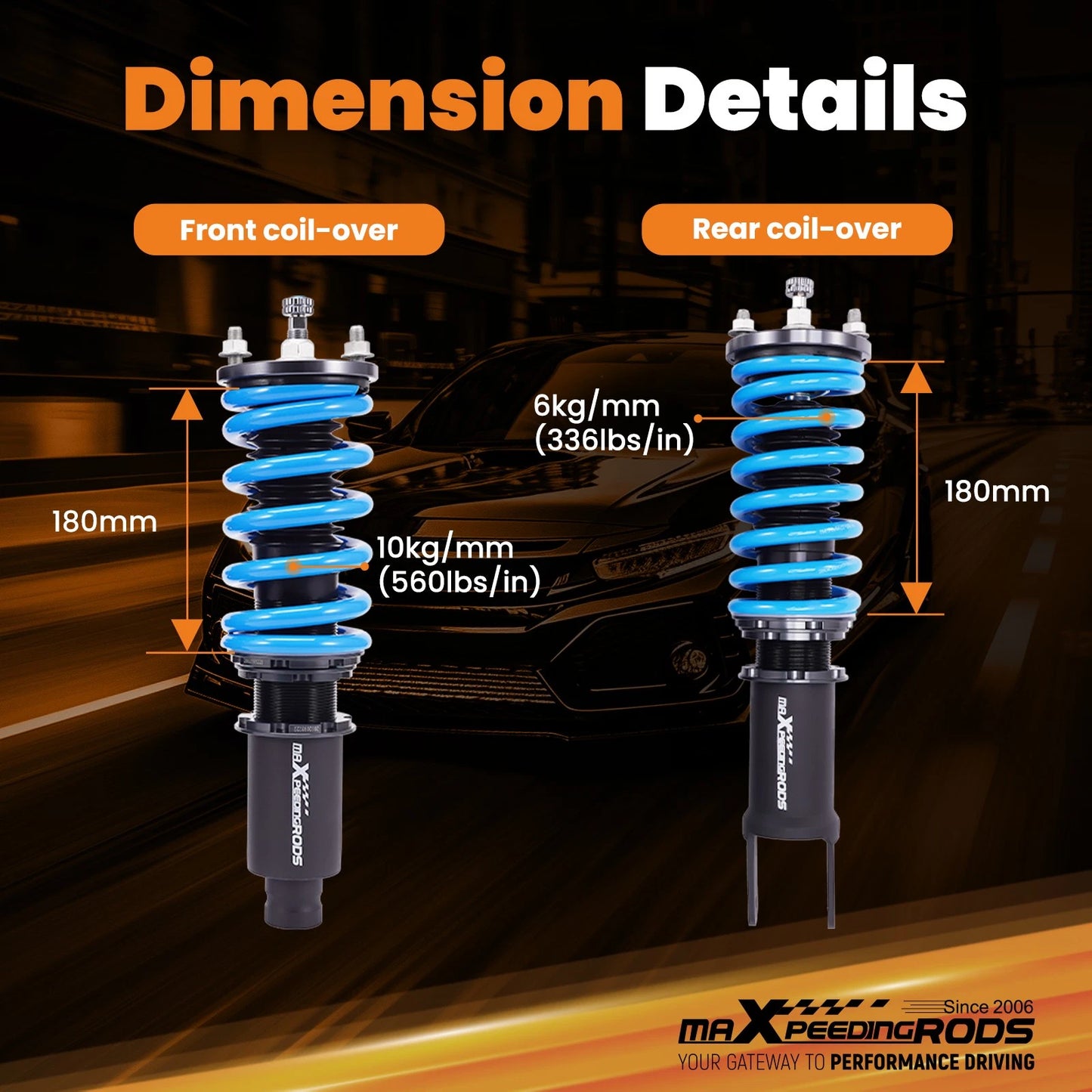 MaXpeedingRods T6 Coilovers Honda Civic EF Fork Type